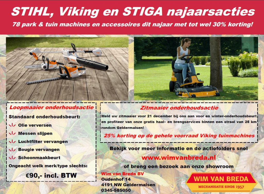 Stihl Viking Stiga najaarsactie 2018